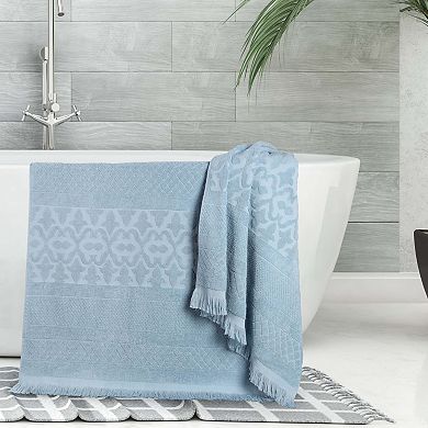SUPERIOR 2-Piece Rolla Cotton Geometric Jacquard Plush Absorbent Bath Sheet Set