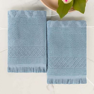 SUPERIOR 2-Piece Rolla Cotton Geometric Jacquard Plush Absorbent Bath Sheet Set