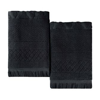 SUPERIOR 2 pc Rolla Cotton Geometric Jacquard Plush Absorbent Bath Sheet Set