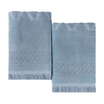 SUPERIOR 2 pc Rolla Cotton Geometric Jacquard Plush Absorbent Bath Sheet Set