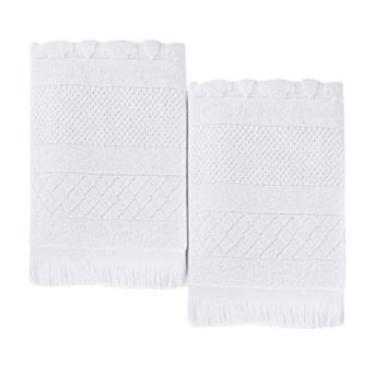 SUPERIOR 2 pc Rolla Cotton Geometric Jacquard Plush Absorbent Bath Sheet Set