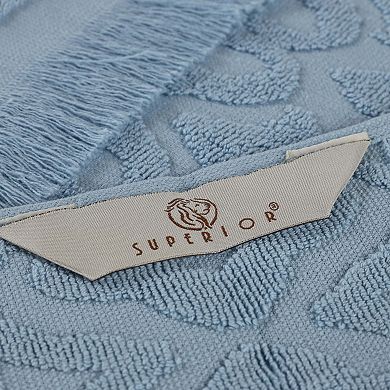 SUPERIOR 12-Piece Rolla Cotton Geometric Jacquard Plush Absorbent Towel Set