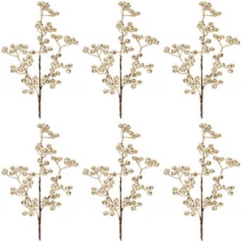 Festive Gold Berry Sprays Set -6 ; Holiday Home Decor