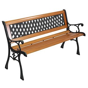 Elegant 49" Garden Bench Weave Design Backrest and Horizontal Seat Slats for Comfort