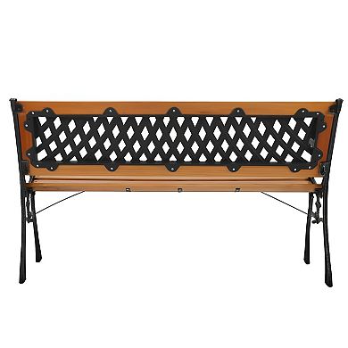 Elegant 49" Garden Bench Weave Design Backrest and Horizontal Seat Slats for Comfort