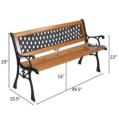 Elegant 49" Garden Bench Weave Design Backrest and Horizontal Seat Slats for Comfort