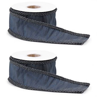 DIY Wired Polyester Ribbon Set of 2 Rolls - Customize Holiday Decorations and Handmade Gifts