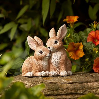 Double Bunny Sculptures - Set of 2, 4.75 Inches Tall, Resin
