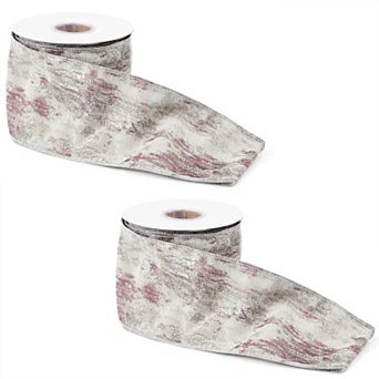 Wired Holiday Ribbon, Perfect for Bows, Wreaths, & Christmas Tree Garland (Set of 2)