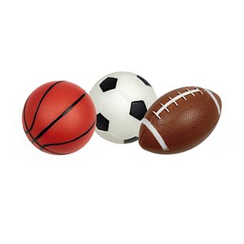 Poolmaster Waterproof Sport Multi-Color Game Balls for Kids, Football, Soccer Ball, and Basketball 3-Pack
