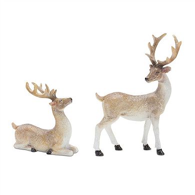 Festive Mini Deer Figurines Set, Ideal for Holiday Mantle or Bookshelf Display (Set of 6)