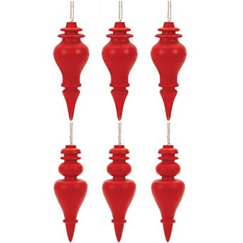 Enhance Your Home Decor with Traditional Christmas Wood Finial Ornaments - 6 pc Set