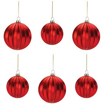 Elevate Your Christmas Tree with Ribbed Glass Ball Ornament (Set of 6)