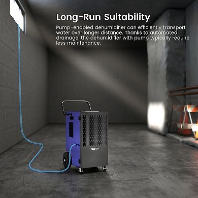 Yaufey 155 Pints Commercial Dehumidifier With Pump For Space Up To 8,000 Sq. Ft
