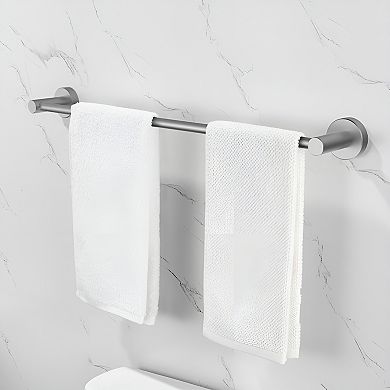 6-Piece Towel Bar Set in Matte Finish - Durable Space Aluminum with Towel Bar, Ring, Hooks & More