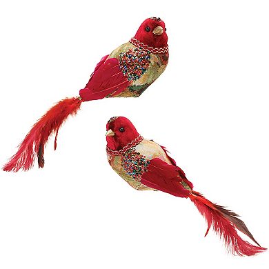 Elegant Bird Decorations - Set of 4 Foam and Fabric Woodland Display