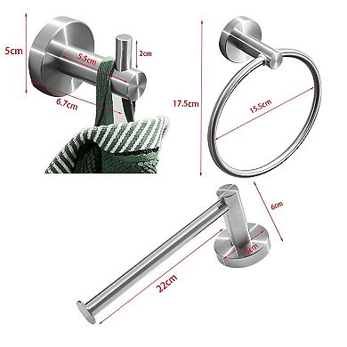 Bathroom Accessories Set- Robe Hooks, Towel Ring, and Bar
