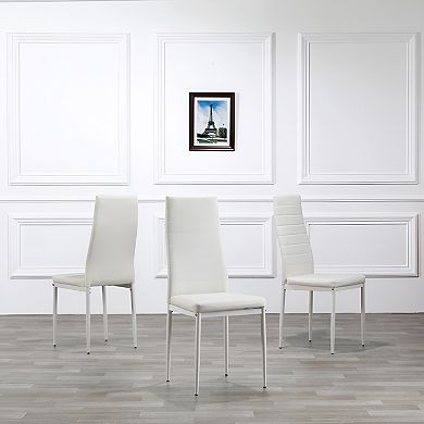 6-Piece Assembled Dining Chairs with High Backrest and Stripping Texture