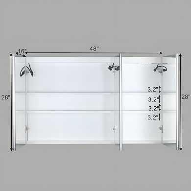 FCH Bathroom Wall Cabinet with 2 Plugs, 2 USB Ports and Anti-fog Features