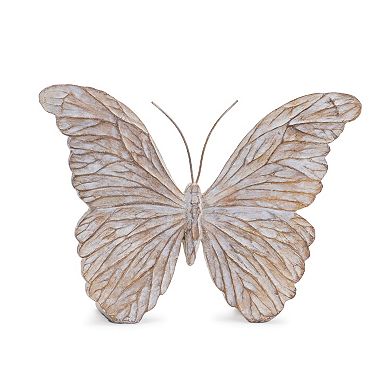 Decorative Butterfly Figurines, Set of 4, Polyresin and Metal Shelf Sitters
