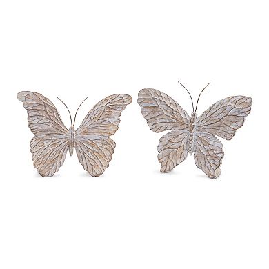 Decorative Butterfly Figurines, Set of 4, Polyresin and Metal Shelf Sitters