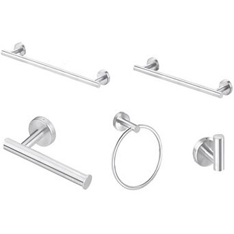 6 pc Stainless Steel Bathroom Towel Rack Set Wall Mount