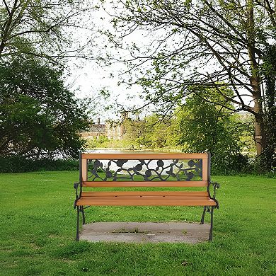 Bench on grass in park