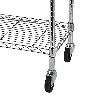 5-Tier Heavy Duty Adjustable Storage Metal Rack with Wheels & Shelf Liners Ideal for Garage