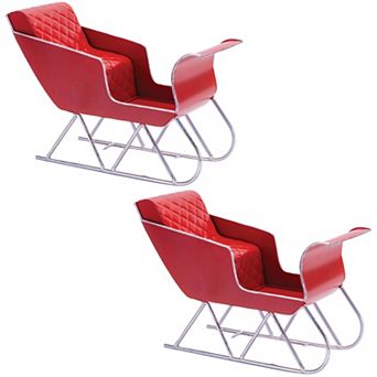 Enhance Your Holiday Decor with Classic Metal Sleighs - Festive Red Tone Sleigh (Set of 2)