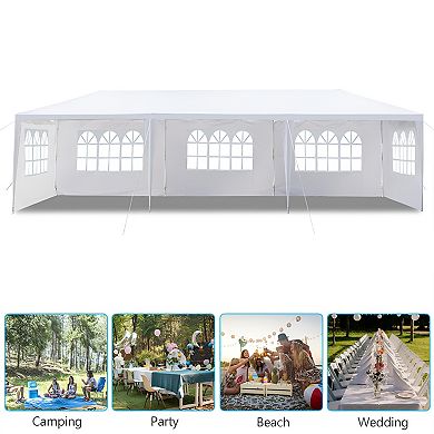 5-Sided Iron Pergola 3x9m with PE Cloth - Durable Spiral Pipe Outdoor Structure for Patios