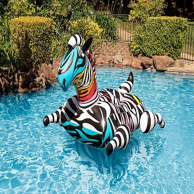 Poolmaster Rainbow Zany Zebra Jumbo Rider