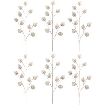 Exquisite Giltter Pinecone Sprays Set for Holiday Decor (Set of 6)