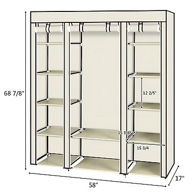 Portable Clothes Closet Wardrobe Storage Organizer With Non-woven Fabric Quick