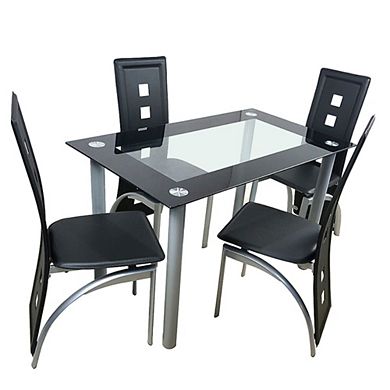 4pcs Long Backrest Square Hollow Decoration Pu Leather Dining Chair Round Tube