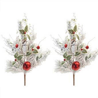 Flocked Pine Spray (Set Of 2) 28.5"h Pvc