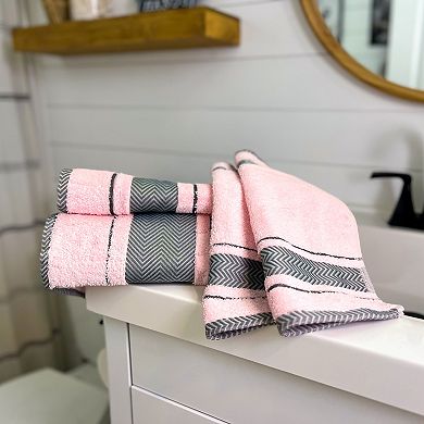 Textile Fishbone Turkish Cotton Bath Towels (Set of 4)