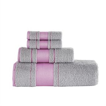 Textile Fishbone Turkish Cotton Bath Towels (Set of 4)