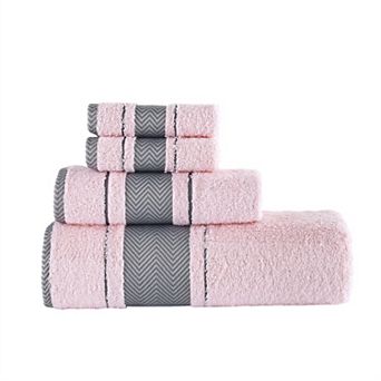 Textile Fishbone Turkish Cotton Bath Towels (Set of 4)
