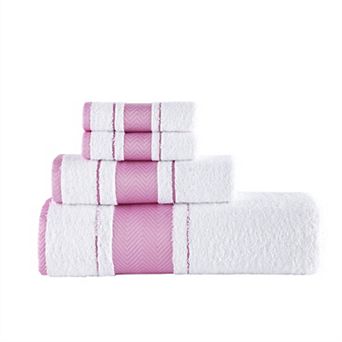 Textile Fishbone Turkish Cotton Bath Towels (Set of 4)