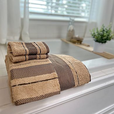 Textile Fishbone Turkish Cotton Bath Towels (Set of 4)