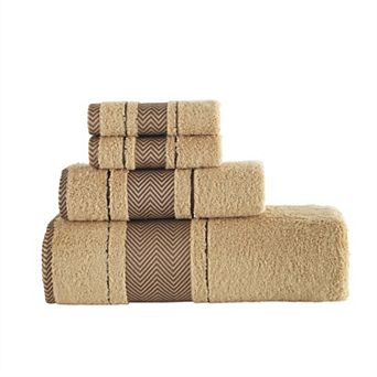 Textile Fishbone Turkish Cotton Bath Towels (Set of 4)