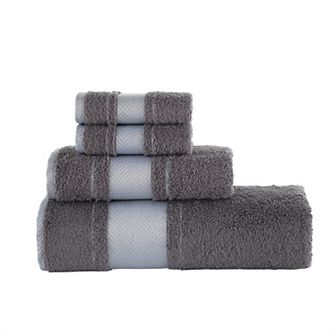 Textile Fishbone Turkish Cotton Bath Towels (Set of 4)
