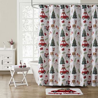 VCNY Home Holiday Santa Snowman 16 pc Shower Curtain Bath Set