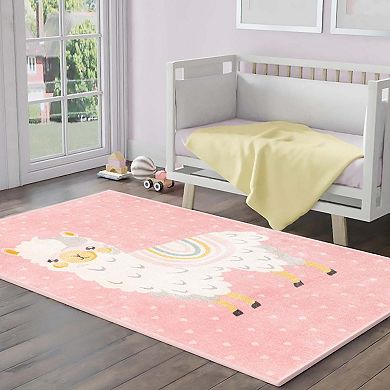 Unique Loom Llama Whimsy Kids Rug
