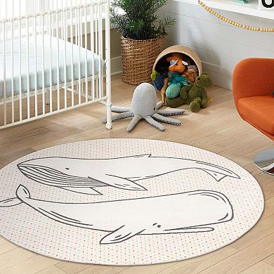 Unique Loom Whales Whimsy Kids Rug