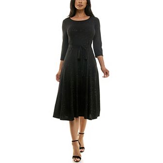 Women's Nina Leonard Glitter Sylvia Midi Dress