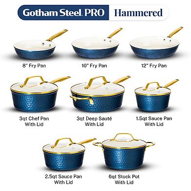 Gotham Steel Natural Hammered Collection Pro 13-pc. Nonstick Cookware Set