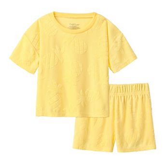 Girls 4-12 Cuddl Duds® 2 pc Terry Short Sleeve Pajama Top & Pajama Shorts Set
