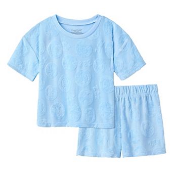 Girls 4-12 Cuddl Duds® 2 pc Terry Short Sleeve Pajama Top & Pajama Shorts Set