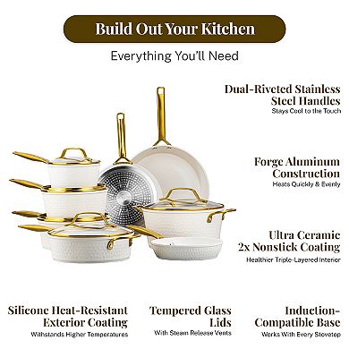 Gotham Steel PRO Natural Hammered Collection 10-Piece Nonstick Cookware Set